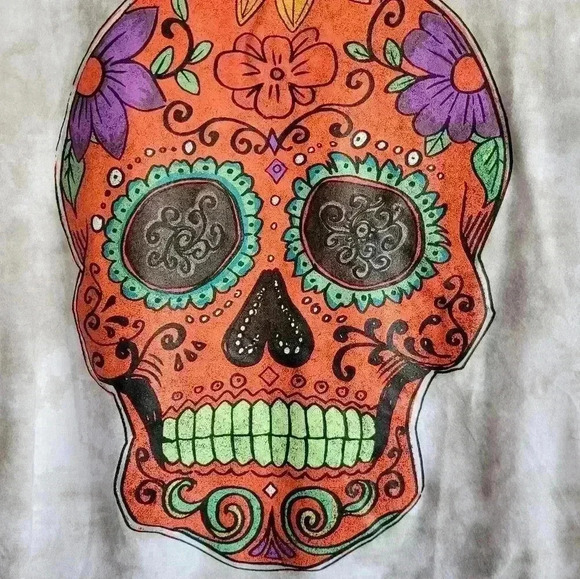 Skull graphic print short sleeve tee casual t-shirt size medium - Picture 4 of 8